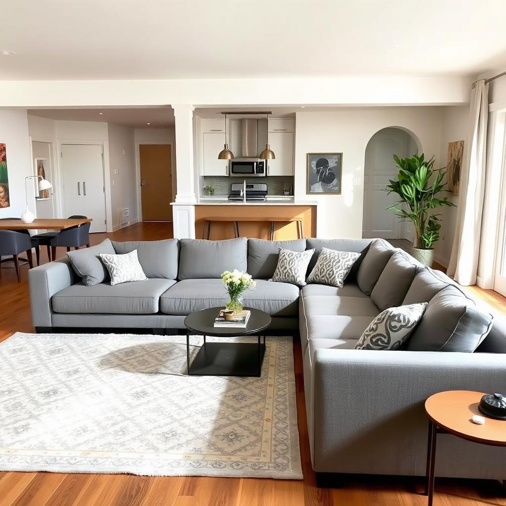 Grey modular sectional in a living room